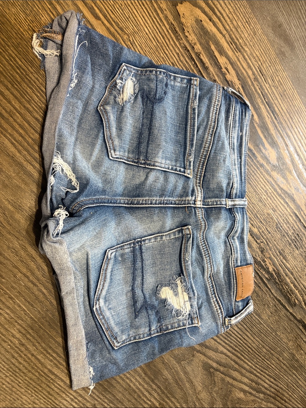 American Eagle Outfitters Blue Distressed Jean Shorts